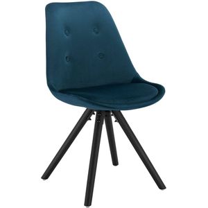 1 Piece Eetkamerstoel Seat Made Of Velvet Kitchen Chair Wooden Frame Blue