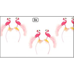 3x Diadeem Flamingo summer - zomers themafeest hoofdeksel haarband hawai tropical carnaval festival hoofddeksel