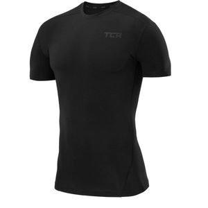 TCA Mannen Pro Performance Compressie Basislaag Korte Mouw Thermische Top - Zwart, XXL