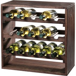 FSC® Houten Wijnflessen legbordsysteem voor 15 wijn flessen | Wijnrek | Flessenrek | Wijn rek | Materiaal: Grenen Hout | Afm. 50 x 50 x 25 Cm.