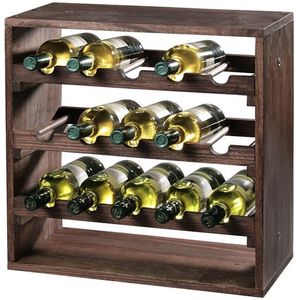FSC® Houten Wijnflessen legbordsysteem voor 15 wijn flessen | Wijnrek | Flessenrek | Wijn rek | Materiaal: Grenen Hout | Afm. 50 x 50 x 25 Cm.