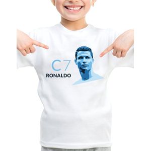 Ronaldo - T-Shirt - Kinder Tshirt - Wit - Maat 122 /128 - Tshirt leeftijd 7 tot 8 jaar - Grappige teksten - Portugal - Quotes - verjaardag - Cristiano Ronaldo - CR7