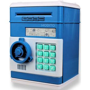 Modito Kluis met Pincode Blauw PRO - Spaarpot - Automatisch Spaarvarken voor Kinderen - Munten & briefgeld - Educatief sparen - Met Nederlandse instellingen