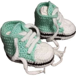 Gehaakte baby sneaker - Groen - 0-3 maanden
