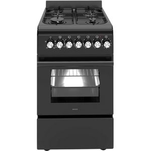 Wiggo WO-E505R(BB) - Serie 5 - 50 cm - Gasfornuis met oven - Zwart