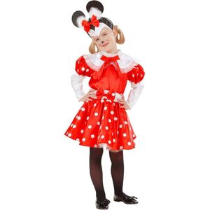 Widmann - Mickey & Minnie Mouse Kostuum - Pluizig Oortjes Muis Minnie - Meisje - Rood, Wit / Beige - Maat 98 - Carnavalskleding - Verkleedkleding