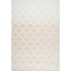 Vloerkleed, laagpolig Marokkaans patroon, zijdeachtige glans, dun, zacht voor woonkamer, slaapkamer, loper, met anti-slip crèmebeige, maat: 80 x 150 cm
