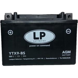 Landport AGM motor/scooter accu YTX9-BS | 12V / 8AH (onderhoudsvrij)