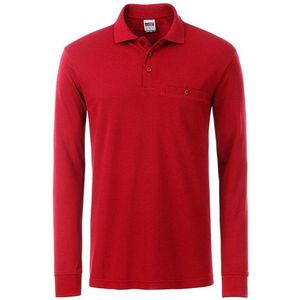 James and Nicholson Heren Werkkleding Lange Mouwen Zak Polo (Rood)