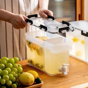 Kunststof drankdispenser, 3,5 liter, voor koelkast, drankdispenser met afneembare filterplaat en kegels, fruittheepot, limonade voor keuken, huis, feest, bar, bruiloft