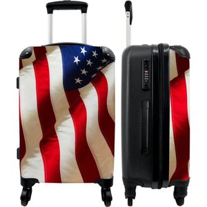 NoBoringSuitcases.com - Grote koffer - Amerikaanse vlag - Reiskoffer met 4 wielen - Trolley op wieltjes - Rolkoffer groot - 90 liter - Ruimbagage valies 20kg - Valiezen voor volwassenen - MuchoWow