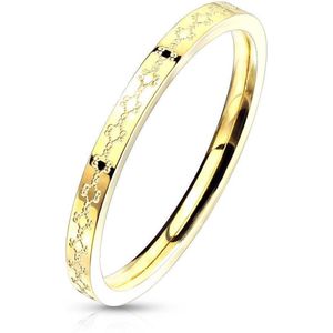 Ring Dames - Ringen Dames - Ringen Vrouwen - Goudkleurig - Gouden Kleur - Ring - Modern Patroontje en Steentje - Grace