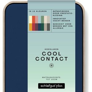 schlafgut Cool Contact Microvezel Hoeslaken S - 90x190 - 100x200 570 Blue Deep
