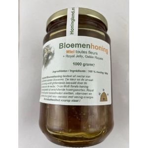 Honingland: Bloemenhoning, Miel toutes fleurs + Royal Jelly, Gelee Royale 1000 gram