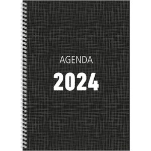 MGPcards - Bureau-agenda 2024 - A4 - Ringband - Spiraal - 7d/2p - Zwart - FSC