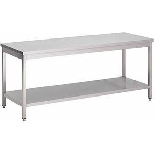 Gastro-Inox RVS werktafel met onderblad, 1900(l)x600(d)x850(h)mm