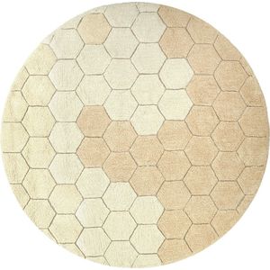 Lorena Canals Wasbaar katoen vloerkleed - Planet Bee - Honeycomb Golden - Ø140cm