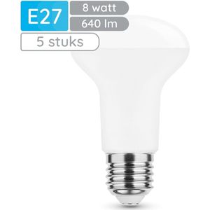 Modee E27 LED Lamp 8W - 640lm - 6000K - Daglicht Wit - LED Spot R63 - Vervangt 50W Halogeen Gloeilamp - 5 stuks