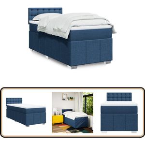 vidaXL Boxspring met matras stof blauw 80x200 cm