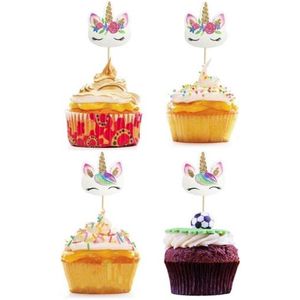 Cupcake / Taart / Toppers / Prikkers / 24 stuks /  Unicorn / Eenhoorn / Verjaardag / Feest / Themafeest