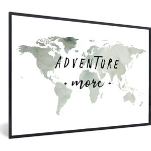 Fotolijst incl. Poster - Wereldkaart - Adventure more - Waterverf - 60x40 cm - Posterlijst