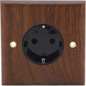 16A EU stopcontact 250V zwart retro - geschikt voor wandstekker - antiek design