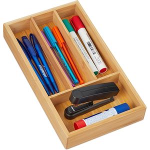 Relaxdays lade organizer bamboe - 4 vakken - lade indeler - keukenla verdeler - organizer