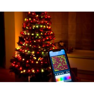 Slimme LED Kerstverlichting - Kerstboom, Lichtsnoer 10 meter - RGB - Individuele Lichtpuntjes instellen - 100 LEDS - App bediening - IP65 Waterbestendig - Veel slimme opties - USB Plugin - Energiezuining & Duurzaam