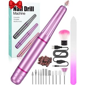Professionele Elektrische Nagelboor voor Gelnagels - Instelbare Snelheid, Trillingsarm, 11 Boortjes - Mini Manicure en Pedicure Set voor Beginners en Salon