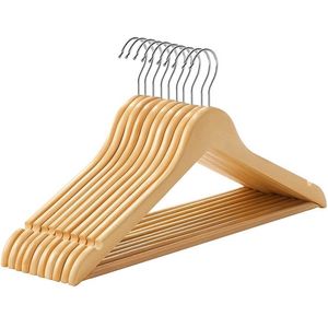 Rootz Hanger - Kleerhanger - Set Van 10 Hanger - Kleerhanger - Kledinghanger - Kledinghanger - Houten Hangers - Esdoornhout - Naturel - 44,5 x 23 x 1,2 cm (B x H x D)