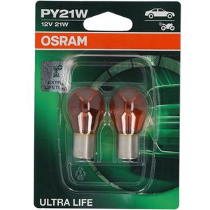 Osram Ultra Life Halogeen lampen - BAU15S - 12V/21W - set à 2 stuks - Amber
