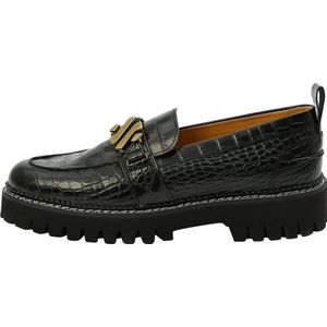 KUNOKA EMMY loafer croco black - Loafers Dames - maat 43 - Zwart