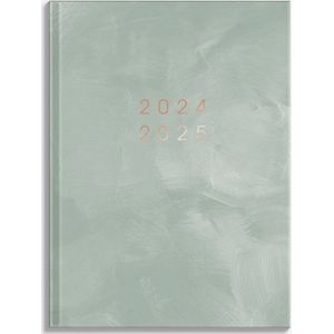 Hobbit - Pocket Agenda - 2024-2025 - 1 week op 2 pagina's - A6 (14 x 10,5 cm) - Verfstructuur Grijsgroen