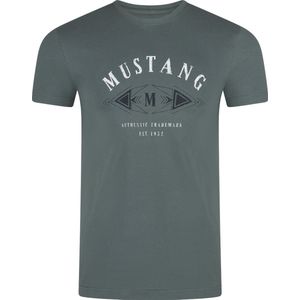 Mustang Heren T-Shirt regular fit Groen 3XL Ronde Hals Volwassenen Opdruk Print Shirts