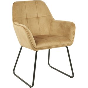 SET DEAL: 6 stuks Eetkamerstoel met armleuning Mae bruin velvet eetstoel zetel