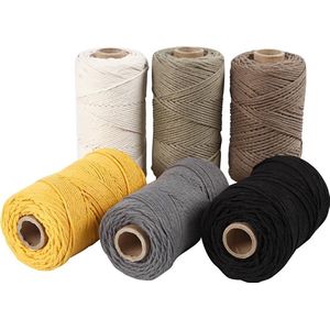 Macramé koord, L: 198 m, d 2 mm, diverse kleuren, 6x330gr/ 1 doos