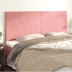 The Living Store Hoofdbord - Klassiek - Bed - Afmeting- 200x118/128cm - Ken- Roze stof - Materiaal- Polyester