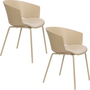 Housecraft Living Jessica Eetkamerstoelen met armleuning Beige - Set van 4