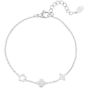 bracelet - kleur zilver - silver - verstelbaar Armband - bloemen - moeder - kerst - kadotip - stainless steel | Cadeau voor haar | Tieners - valentijn - moederdag