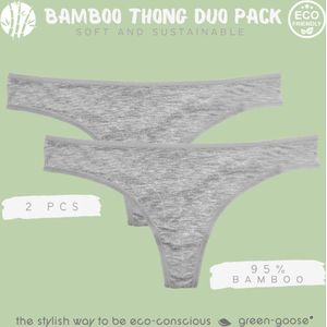Bamboe Dames String | 2 Stuks | Grijs | Maat M | Duurzaam, Stretchy en Superzacht!
