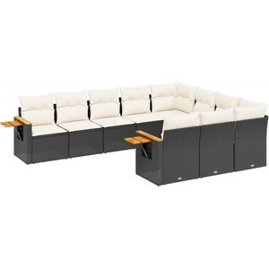 vidaXL 10-delige Loungeset Rattan - Zwart