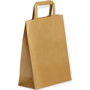 Kraft Tas - (S) Small - 50 Stuks - Bruin - Papieren Tassen - Bruin - Met Handvat - Draagtas - Hoogwaardige Kwaliteit - 22+10x28 cm - Cadeau Tas - Eco-vriendelijk - Ideaal voor Geschenken - Hoogwaardig Natron Kraft Papier