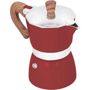 3-kops klassiek Italiaans aluminium espressomachine draagbaar koffiezetapparaat - verbrandingsvrije greep - keuken camping kantoor - rood .