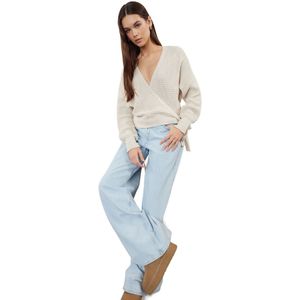 Trendyol Zwarte Dubbelrijs Crop Gebreide Trui Twoaw24Kz00865