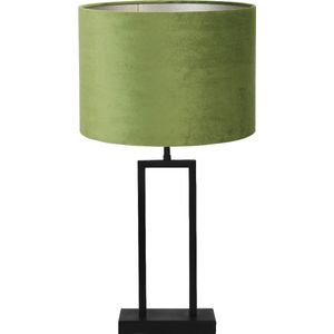 Light & Living Tafellamp Shiva/Velours - Zwart/Olive Green - Ø30x62cm -
