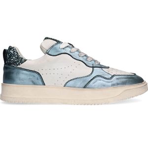 Sacha - Dames - Blauwe metallic sneakers met glitters - Maat 38
