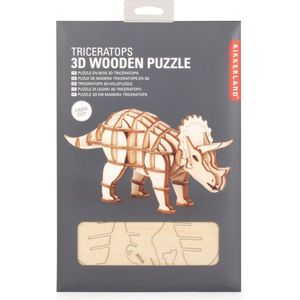 Kikkerland Triceratops 3D houten puzzel - Inclusief instructies - Dinosaurus - DIY