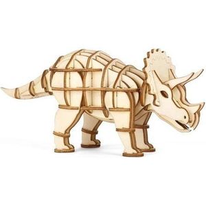 Kikkerland Triceratops 3D houten puzzel - Inclusief instructies - Dinosaurus - DIY