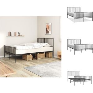 vidaXL Bedframe - Klassieke - Metalen constructie - 207 x 146 x 90.5 cm - Zwart - Bed