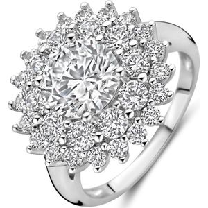 Gerhodineerd Zilver Ring Met Zirkonia Halo 1339767